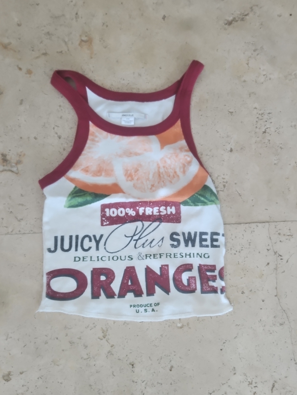 Kimchi Blue Orange Graphic Tank Top - White & Orange